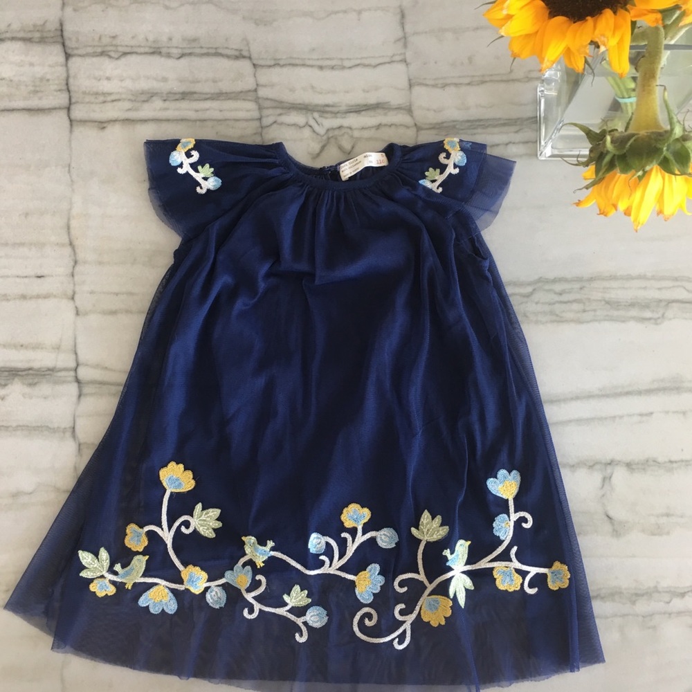 Zara Girls: Navy Lined Mesh Dress
